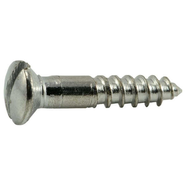 Midwest Fastener Wood Screw, #6, 3/4 in, Chrome Steel Oval Head Slotted Drive, 60 PK 62196